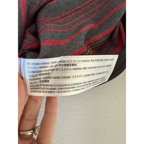 Abercrombie & Fitch Red Striped Bodycon Midi Skirt L Holiday Ladcore Rugby Xmas - Picture 4 of 7